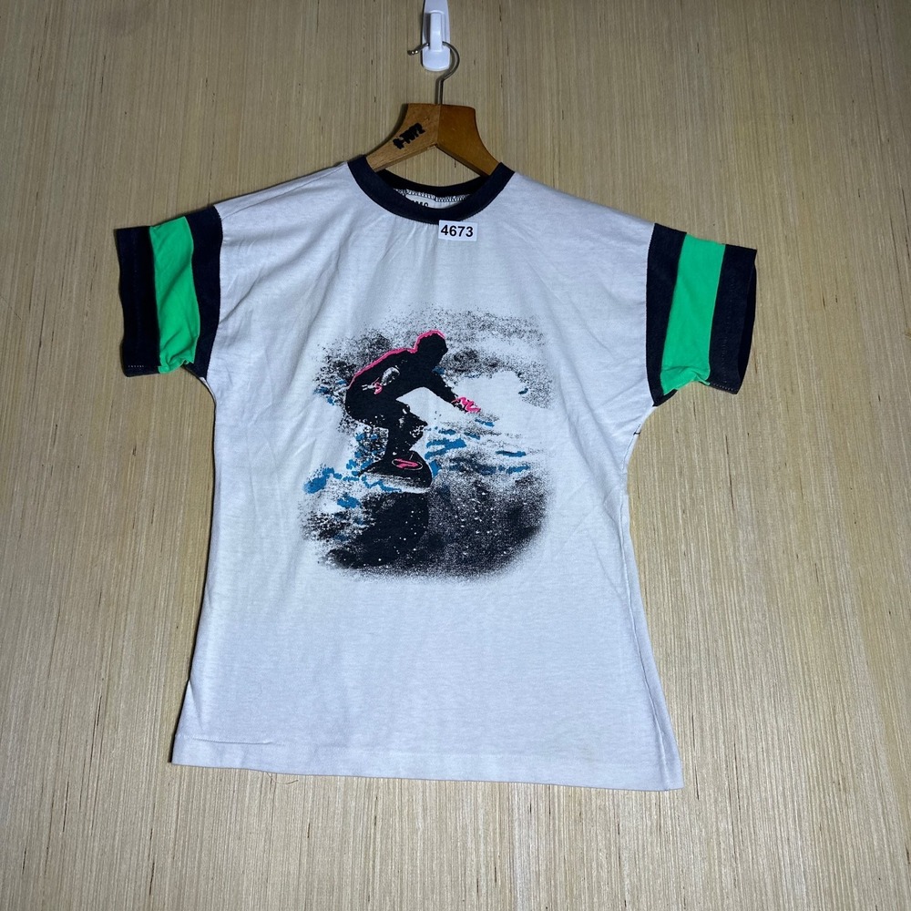 Vintage U.M.S. T-Shirt Boys Large White Short Sleeve Graphic Print Y2K